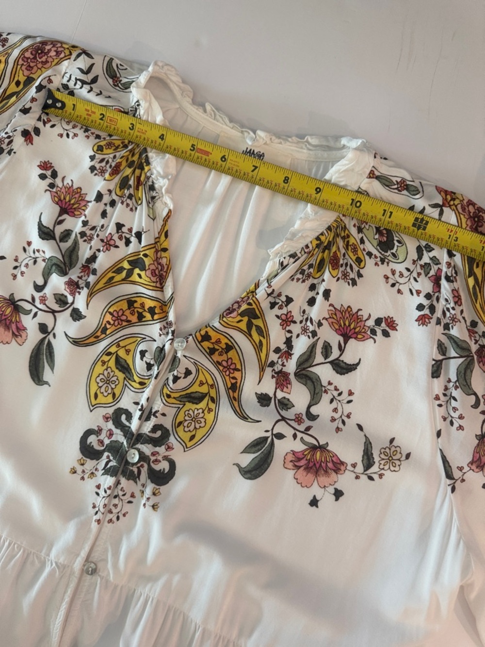 Jaase White Floral Print Button Down Maxi Dress, Lightweight Oversized Flowy - Picture 10 of 14